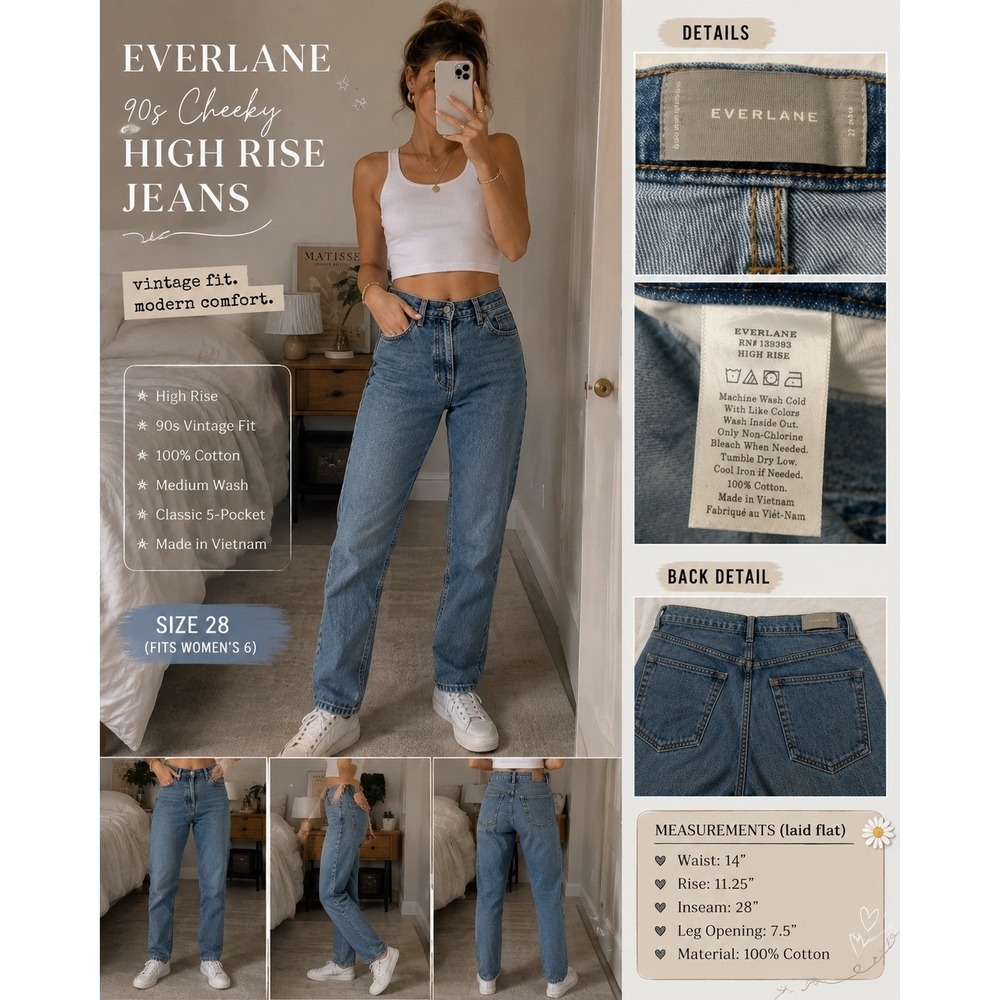 Everlane Jeans Womens 28 Blue The 90s Cheeky Jean Organic Cotton Straight Leg